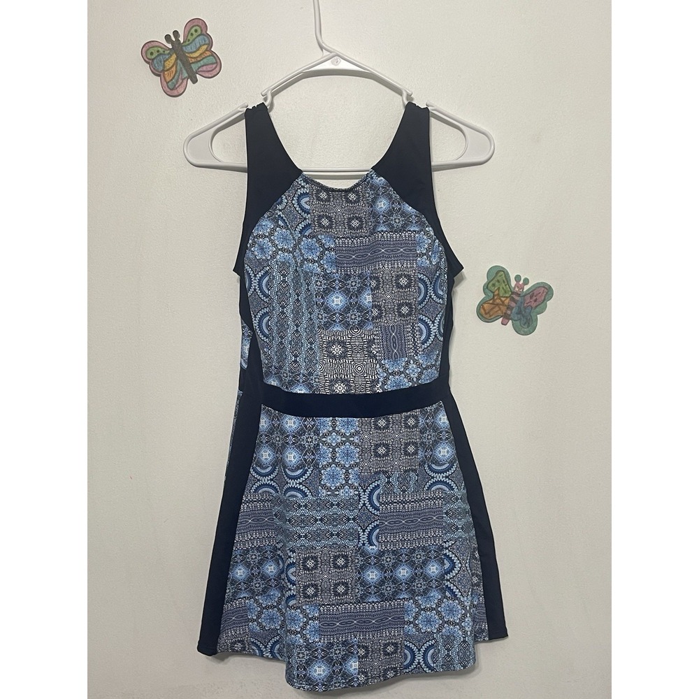 Sunseeker Swimdress Womens 10 Blue Tie Back Molded Cups One Piece Swimwear - Picture 1 of 11